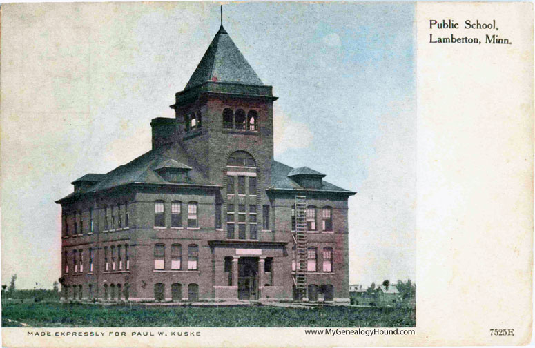 Lamberton, Minnesota, Public School, vintage postcard photo