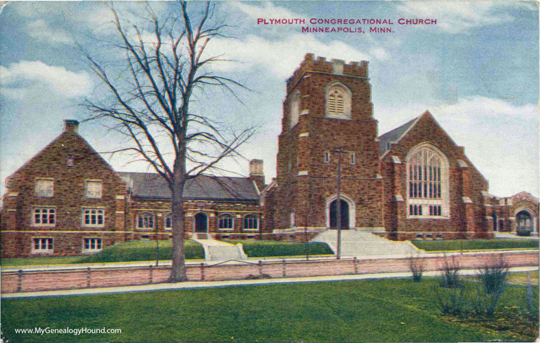 Minneapolis, Minnesota, Plymouth Congregational Church, vintage postcard photo