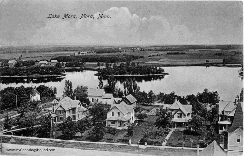 Mora, Minnesota, Lake Mora, vintage postcard photo