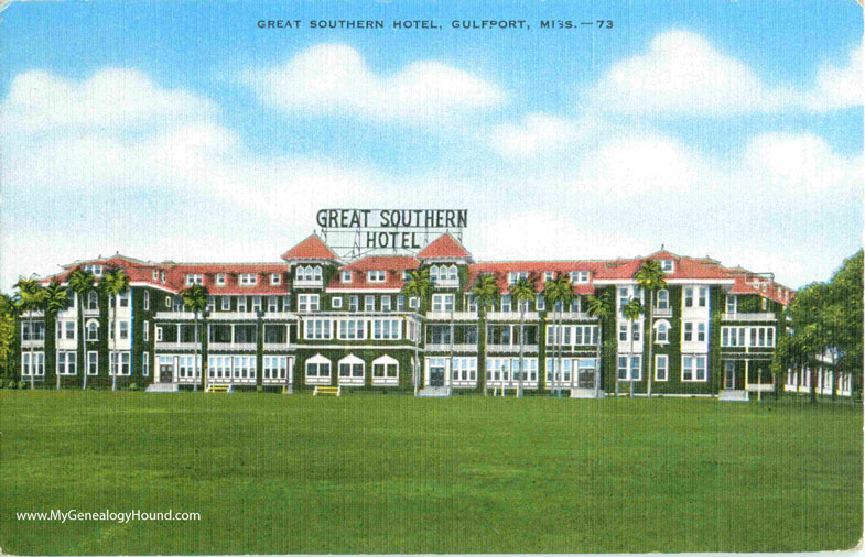 Gulfport, Mississippi, Great Southern Hotel, vintage postcard photo