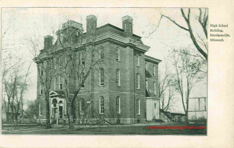 Harrisonville, Missouri, High School Building, Vintage Postcard, historic photo