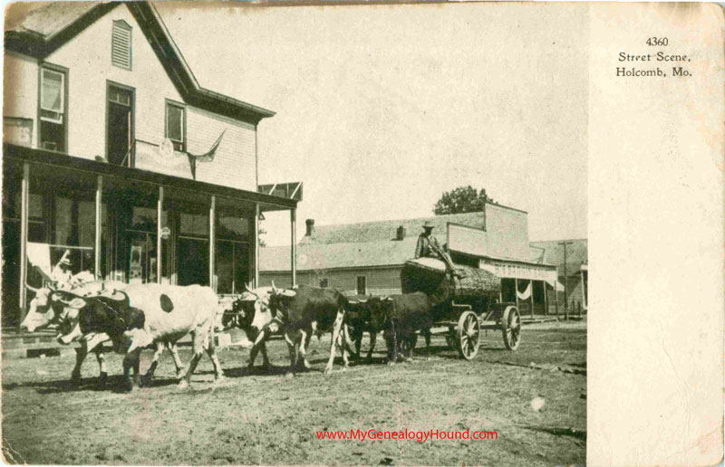 Holcomb, Missouri, Street Scene, vintage postcard, Historic Photo