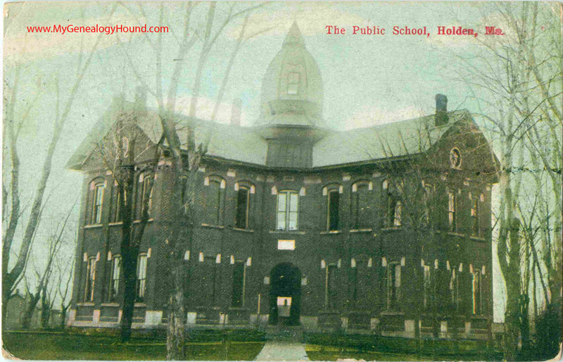 Holden, Missouri, Public School Building, vintage postcard, Historic Photo, Johnson County