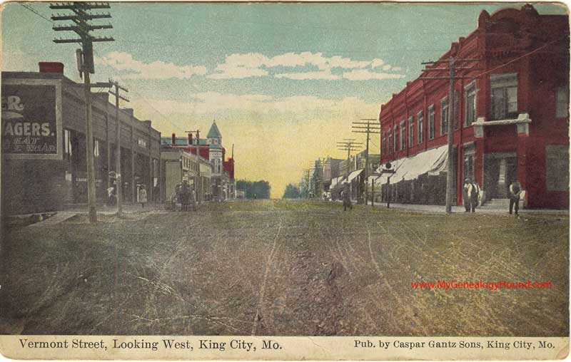 King City, Missouri Vermont Street Looking West, vintage postcard, historic, photo