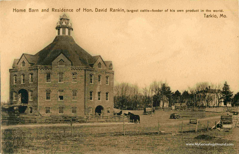 Tarkio, Missouri, Home, Barn and Residence of Hon. David Rankin, vintage postcard, historic photo