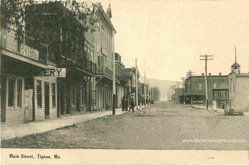 Tipton, Missouri Main Street, vintage postcard, historic photo