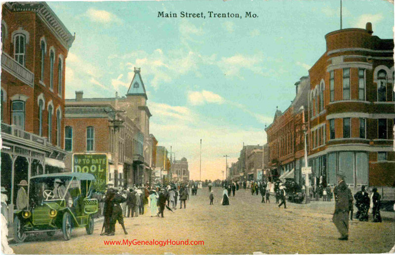 Trenton, Missouri, Main Street, vintage postcard, Historic Photo