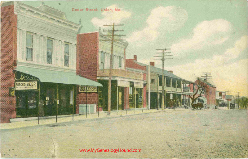 Union, Missouri, Cedar Street, vintage postcard, Historic Photo