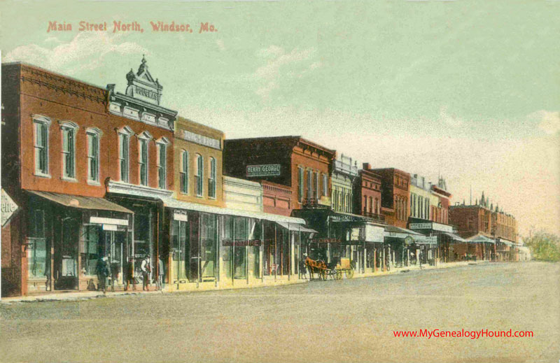 Windsor, Missouri, Main Street North, vintage postcard, Historic Photo, antique post card