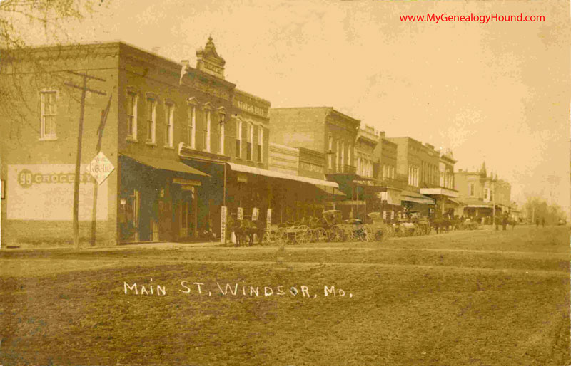 Windsor, Missouri, Main Street, vintage postcard, Historic Photo