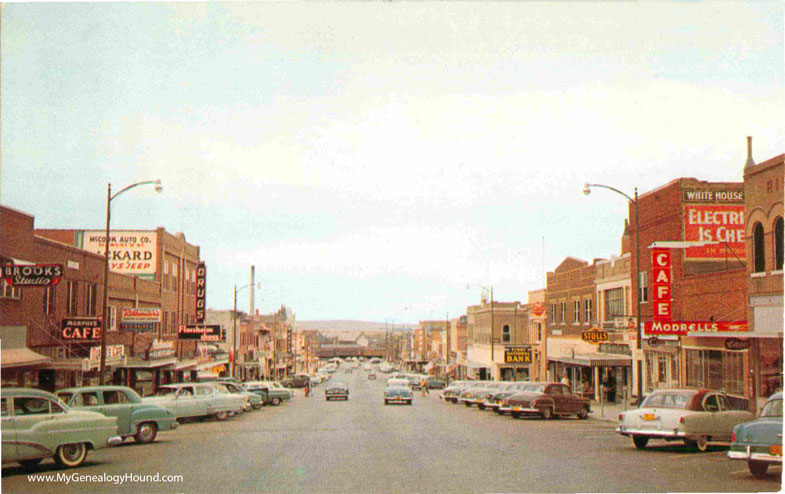 McCook, Nebraska, Looking South on Main Street, vintage postcard photo