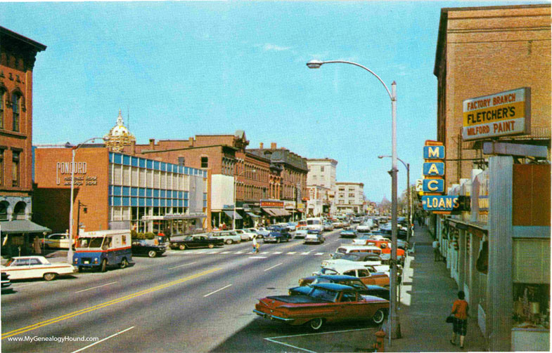 Concord, New Hampshire, Main Street, vintage postcard, photo