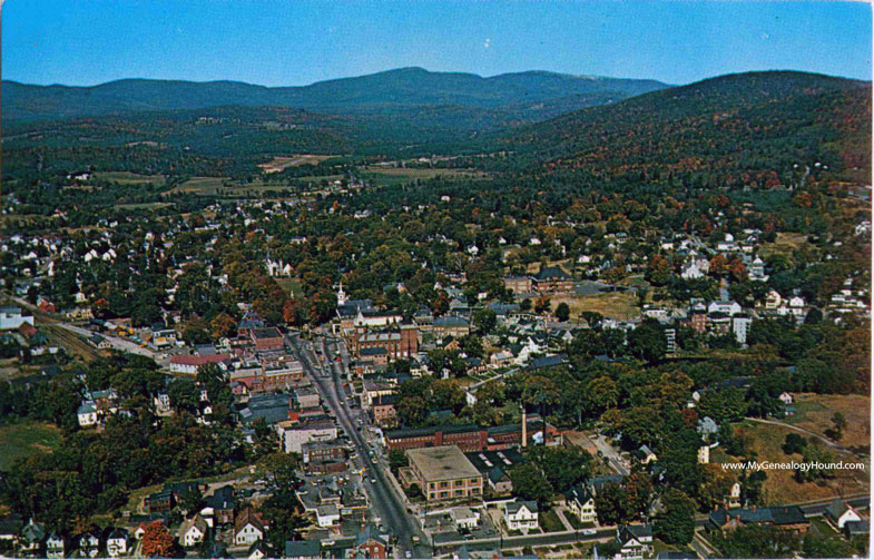 Newport, New Hampshire, Aerial View, vintage postcard photo