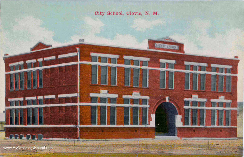 Clovis, New Mexico, City School, vintage postcard photo