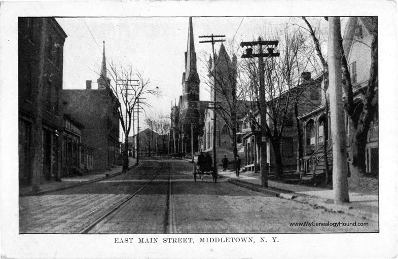 Middletown, New York, East Main Street, vintage postcard photo