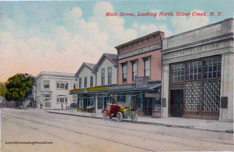 Silver Creek, New York, Main Street, Looking North, vintage postcard photo