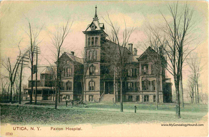 Utica, New York, Faxton Hospital, vintage postcard, historic photo