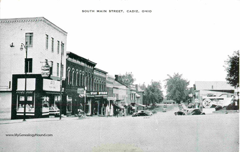 Cadiz, Ohio, South Main Street, vintage postcard photo
