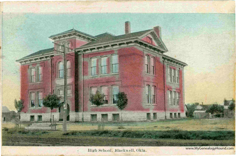 Blackwell, Oklahoma, High School, vintage postcard, historic photo