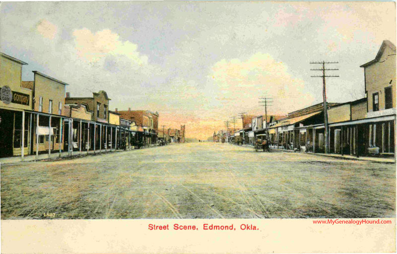 Edmond, Oklahoma, Street Scene, vintage postcard, historic photo