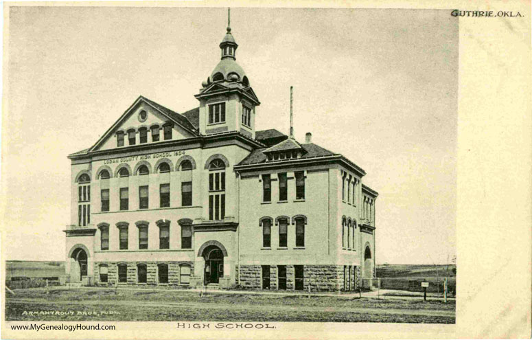 Guthrie, Oklahoma, Logan County High School, vintage postcard, historic photo