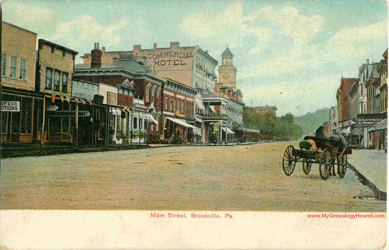 Brookville, Pennsylvania, Main Street, vintage postcard, historic photo