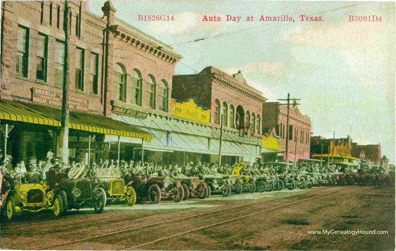 Amarillo, Texas, Auto Day, street scene, vintage postcard, historic photo