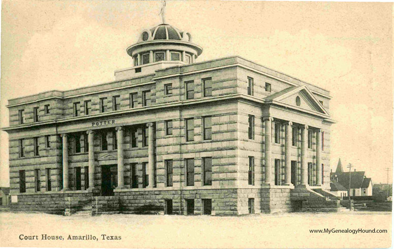 Amarillo, Texas, Potter County Court House, vintage postcard, historic photo