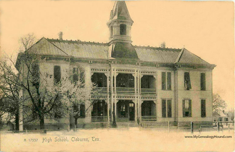 Cleburne, Texas, High School, vintage postcard, historic photo