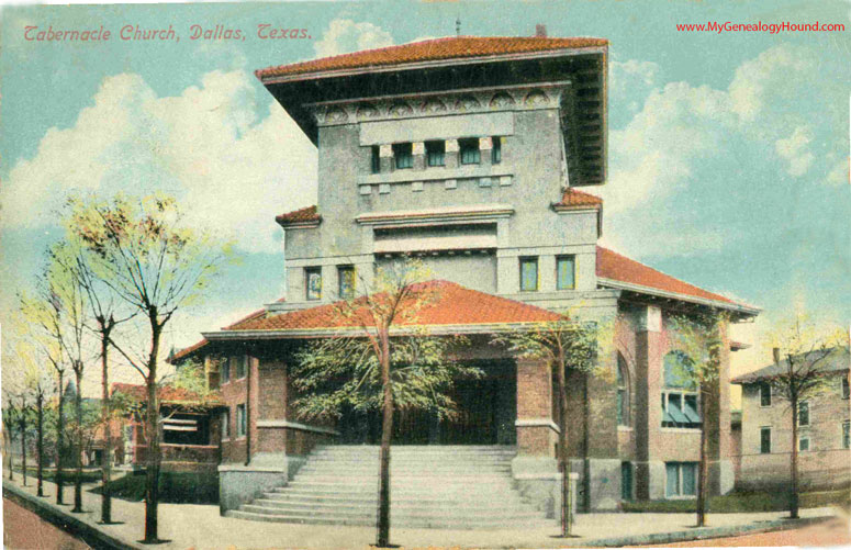 Dallas, Texas, Tabernacle Church, vintage postcard, historic photo