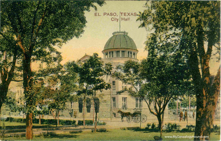 El Paso, Texas, City Hall, vintage postcard, historic photo