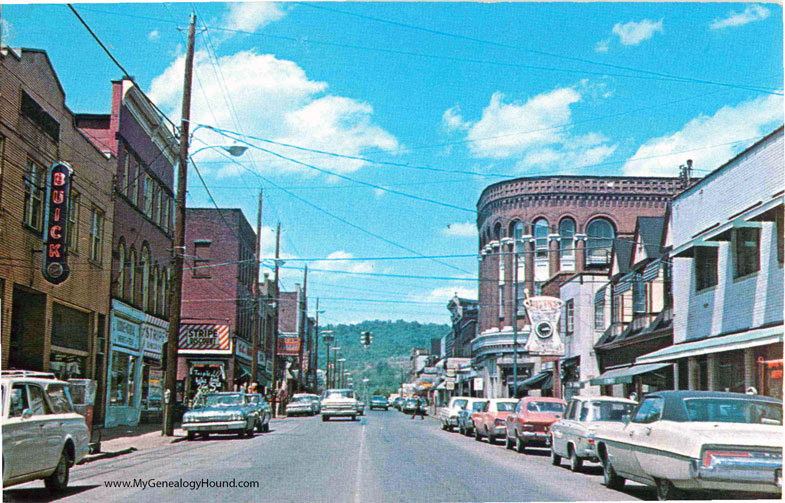 Moundsville, West Virginia, Downtown view, vintage postcard photo