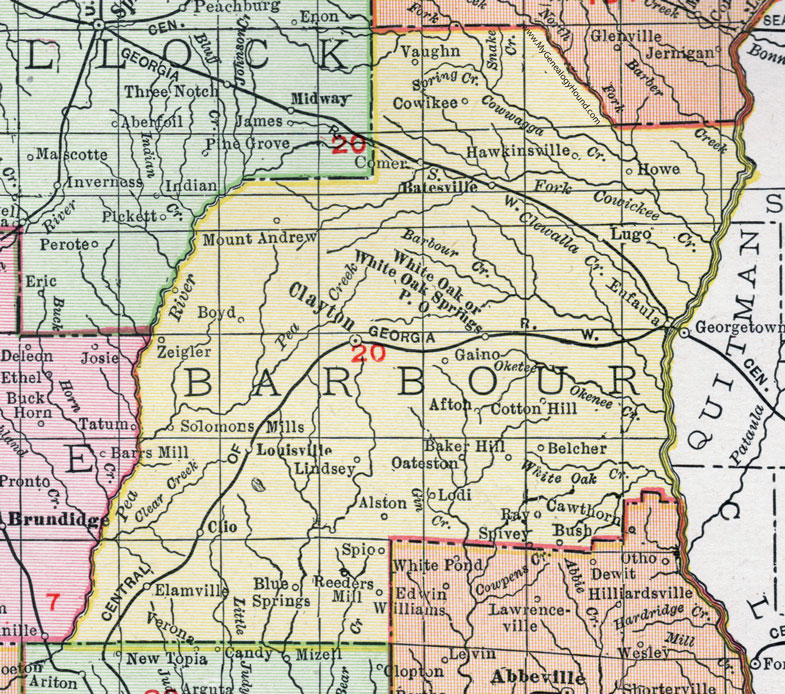 Barbour County Alabama Map 1911 Eufaula Clayton Clio Barbour County Alabama Map 1911 Eufaula Clayton Clio