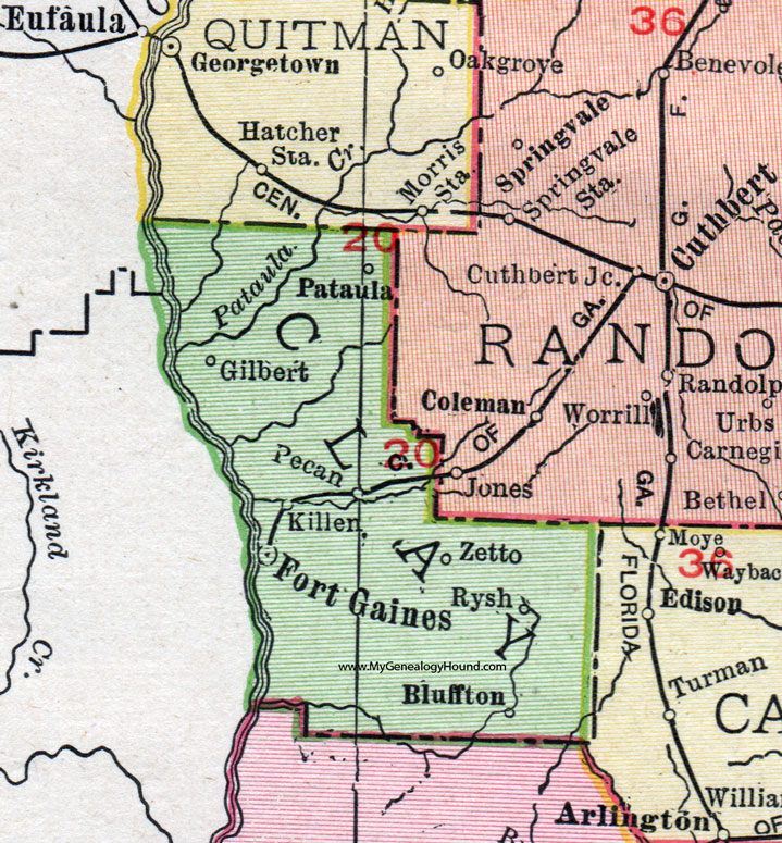 GA Clay County Georgia 1911 Rand McNally 