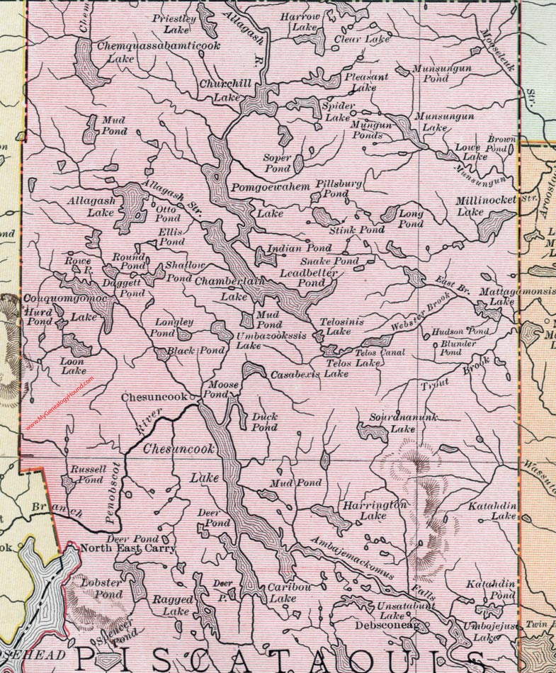 Map of the northern portion of Piscataquis County, Maine