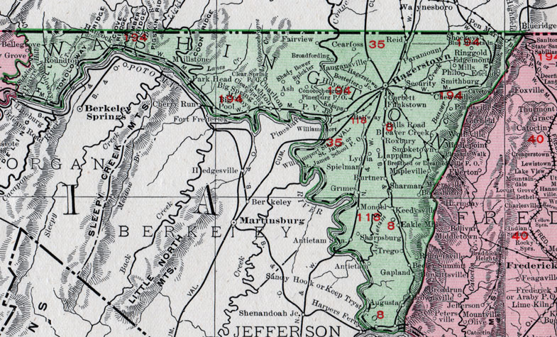 MD Washington County Maryland Map 1911 Rand McNally Hagerstown Williamsport Halfway 