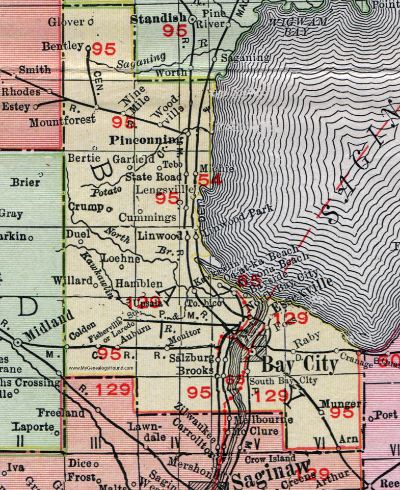 MI Bay County Michigan 1911 Map Rand McNally 