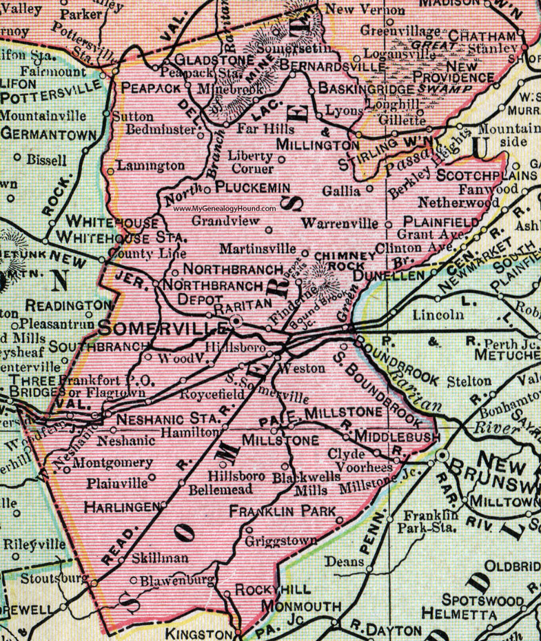 NJ Somerset County New Jersey 1905 Map By Cram 