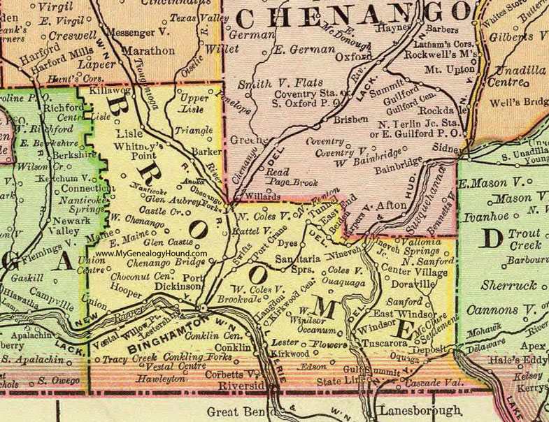 NY Broome County New York 1897 Map Rand McNally Binghamton 