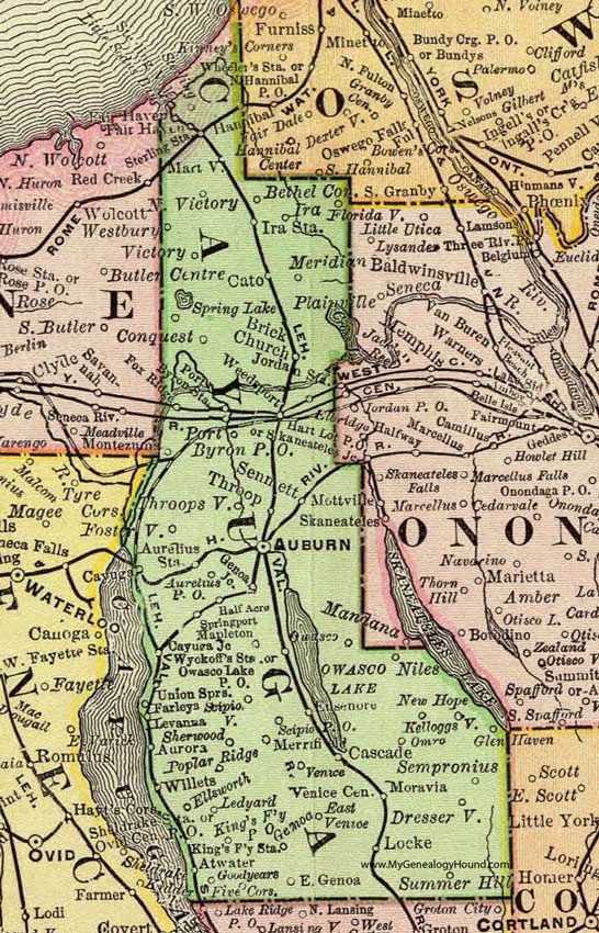NY Cayuga County New York 1897 Map Rand McNally Auburn 