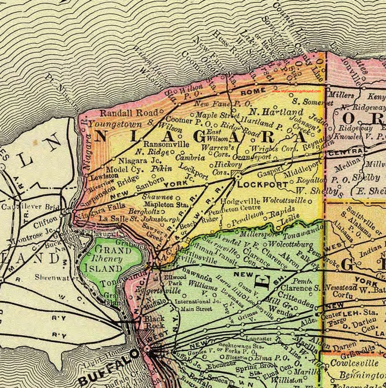 Niagara County New York 1897 Map by Rand McNally Lockport NY