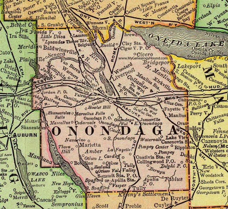 NY Onondaga County New York 1897 Map Rand McNally Syracuse 