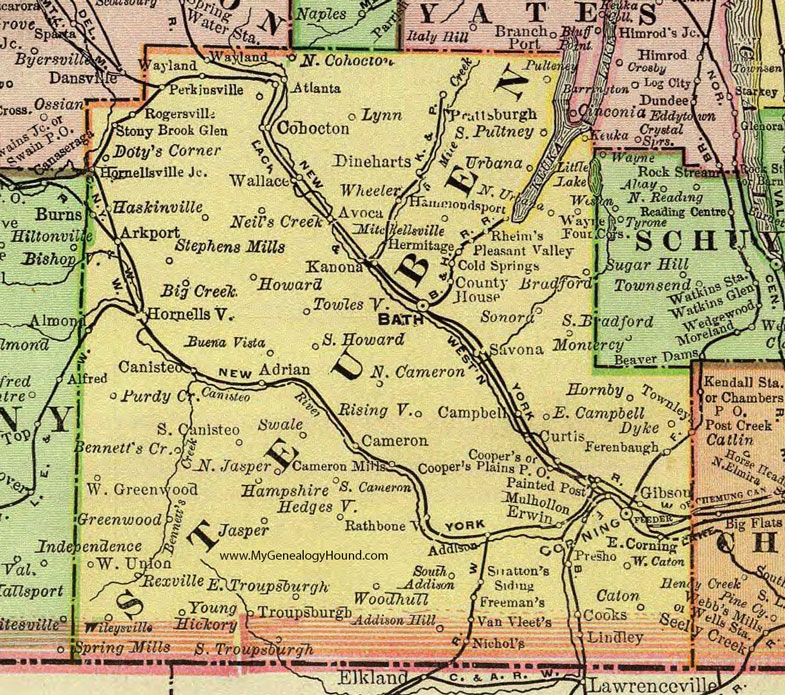 Map Of Steuben County Ny Steuben County, New York 1897 Map by Rand McNally, Bath, Corning, NY
