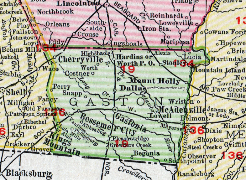 Gaston County Nc Map Gaston County, North Carolina, 1911, Map, Rand McNally, Gastonia 