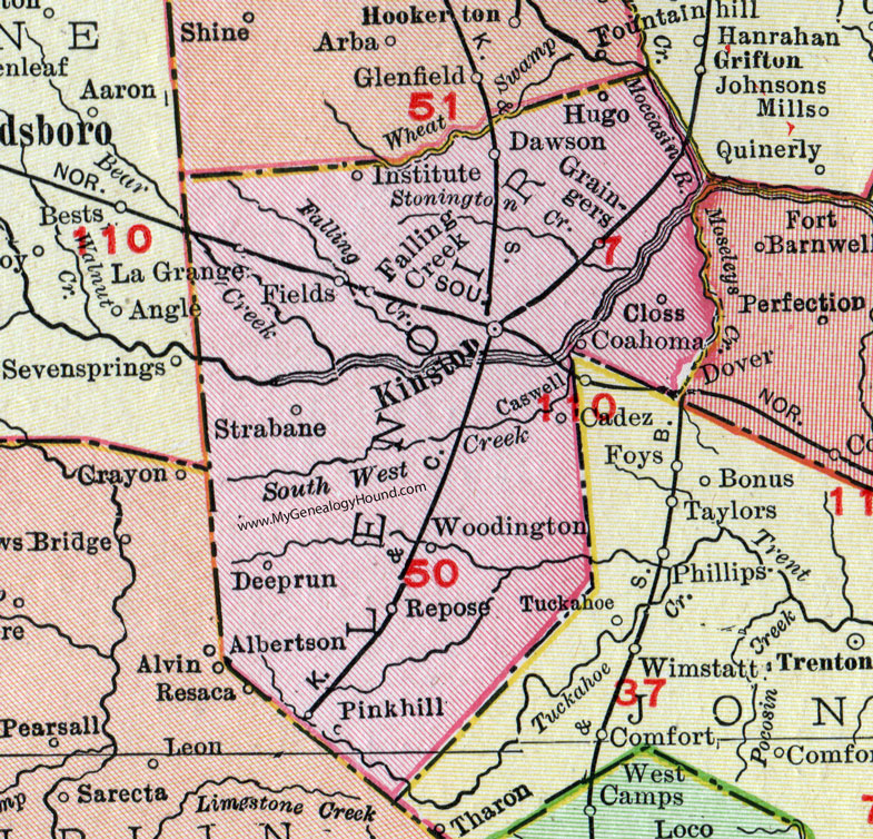 Lenoir County North Carolina 1911 Map Rand McNally Kinston La