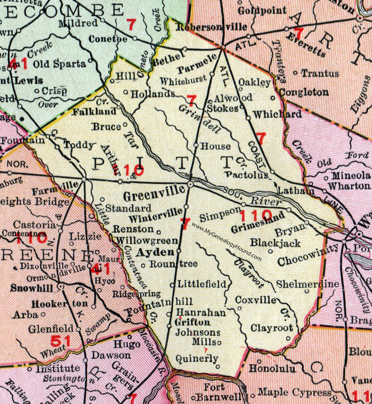 Pitt County Nc Map Pitt County, North Carolina, 1911, Map, Rand McNally, Greenville 
