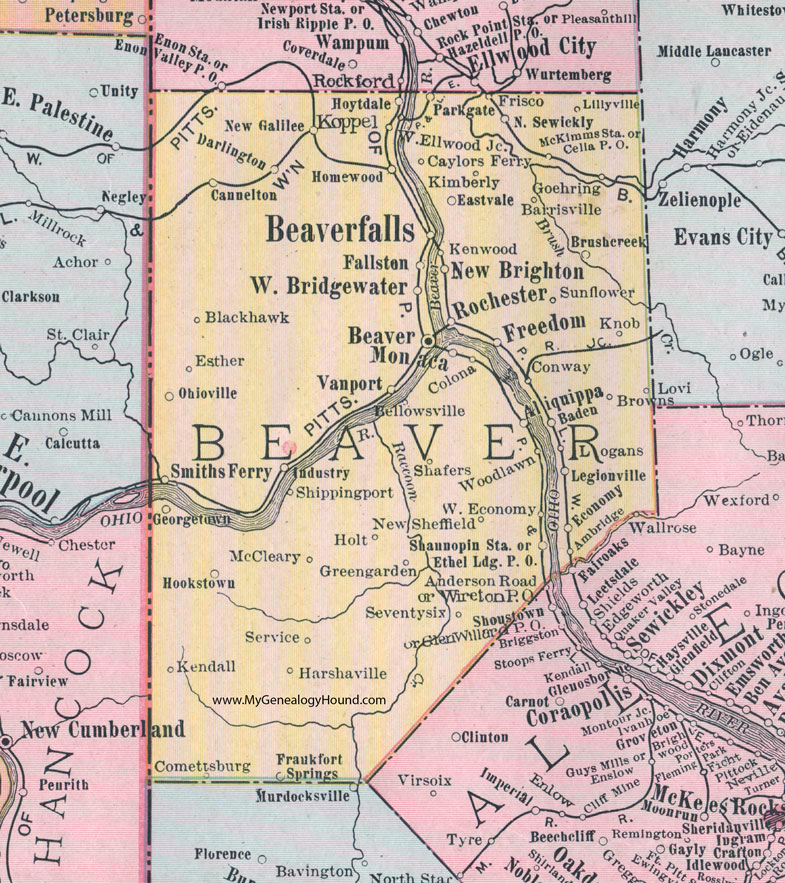 Beaver County Map Pa Beaver County, Pennsylvania 1911 Map by Rand McNally, Beaver Falls, PA