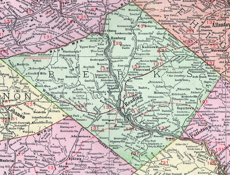 Map Berks County Pa Berks County, Pennsylvania 1911 Map by Rand McNally, Reading, PA