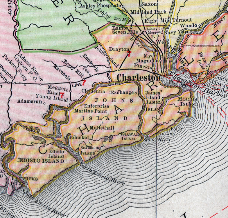 Charleston County South Carolina 1911 Map Rand McNally Mt
