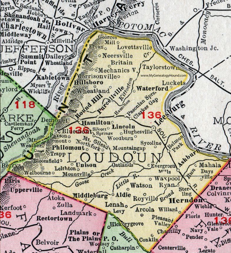 Loudoun County Virginia Map Loudoun County, Virginia, Map, 1911, Rand McNally, Leesburg 